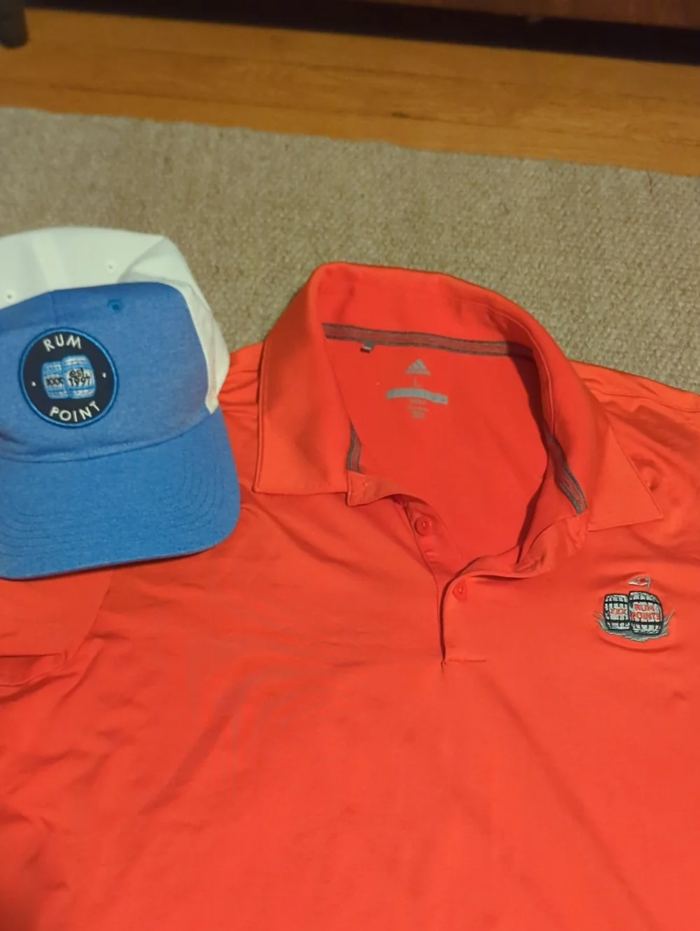 Mens Rum Point Golf Club Hat And Polo Size Large